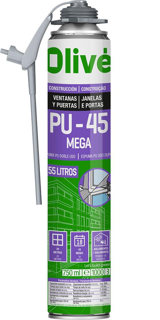 OLIVE ESPUMA PU-45 VENTANAS CANULA/PISTOLA 750CC 