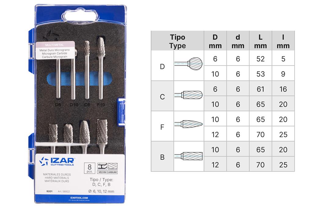 JUEGO FRESAS METAL DURO 8PCS (58922)