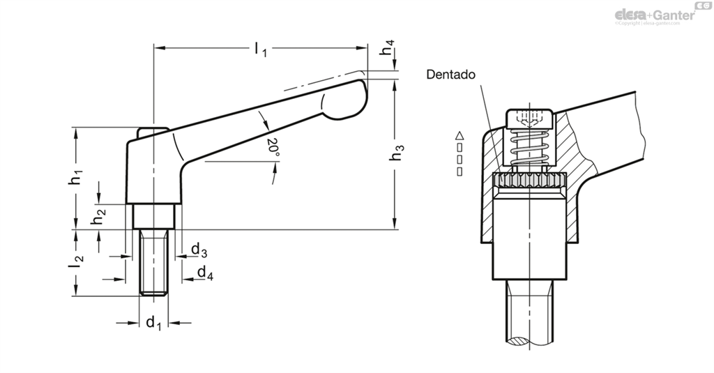 EG EMPUÑADURA GRAD. MACHO GN 300-92-M12-40-SW