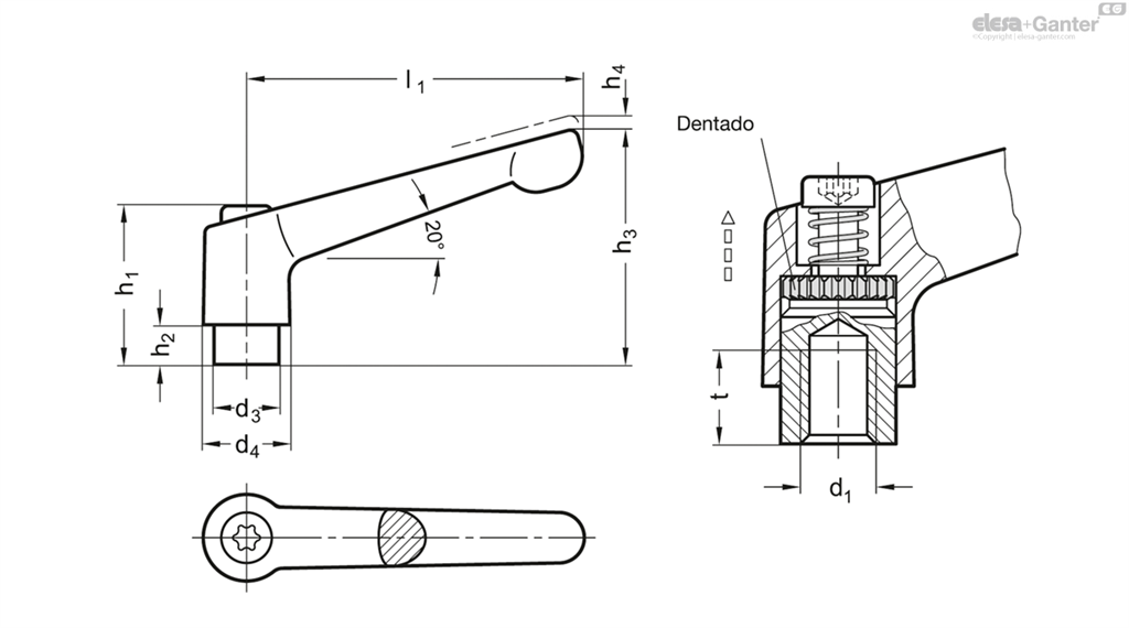 EG EMPUÑADURA GRAD. HEMBRA GN 300.1-92-M12-SW