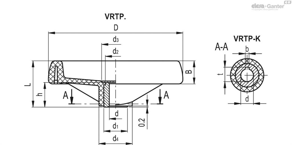 EG VOLANTE TECNOPOLIMERO Ø100 VRTP.100-A10 78511-R
