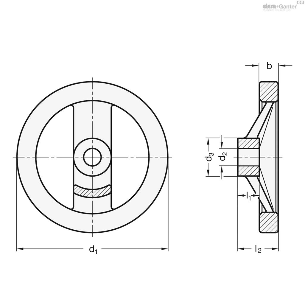 EG VOLANTE ALUMINIO Ø125 GN 322-125-B12-A