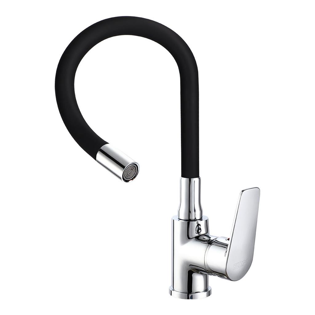 GRIFO COCINA MONOMANDO FLEXIBLE BAIONA NEGRO(01155