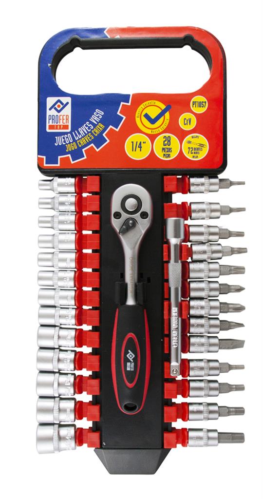 JUEGO LLAVES VASO PROFER 1/4" 28PZAS. (PT1057)