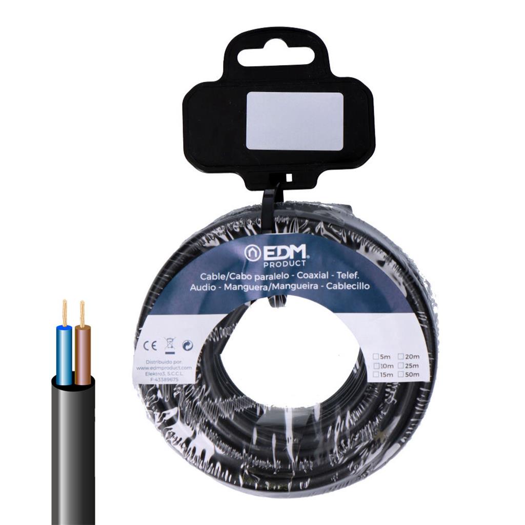 CABLE MANGUERA TUBULAR  2X1,5MM 20M NEGRA (28313)