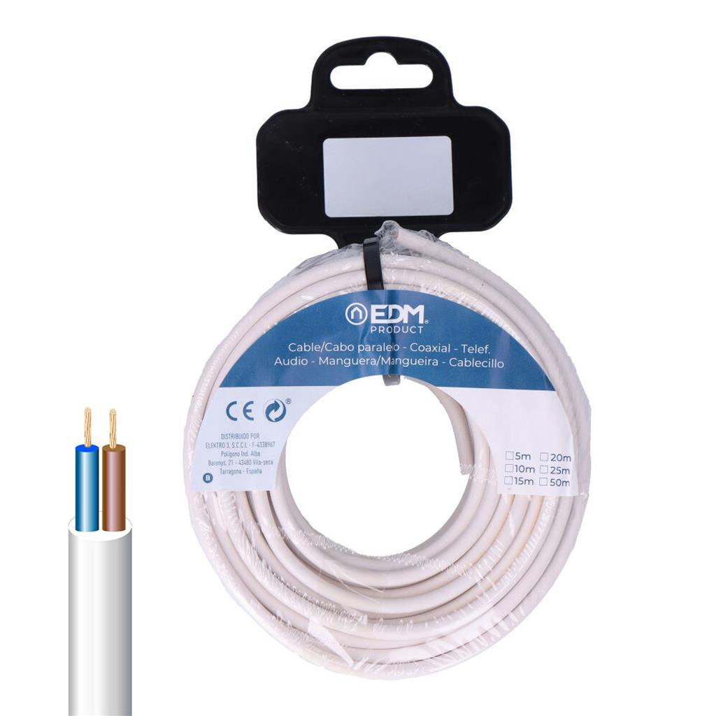 CABLE MANGUERA TUBULAR 2X1,5MM 10M BLANCA (28112)