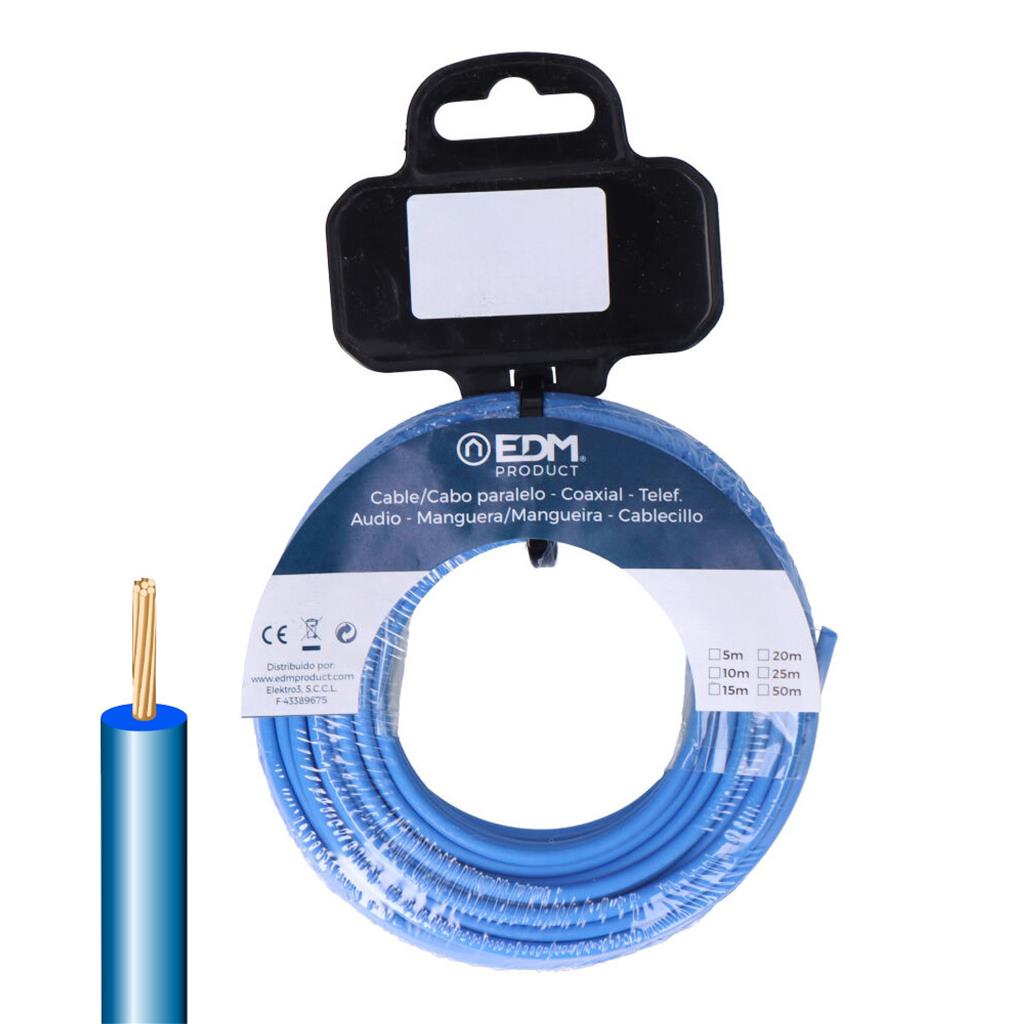 CARRETE CABLE 1,5MM 20M AZUL (28465)