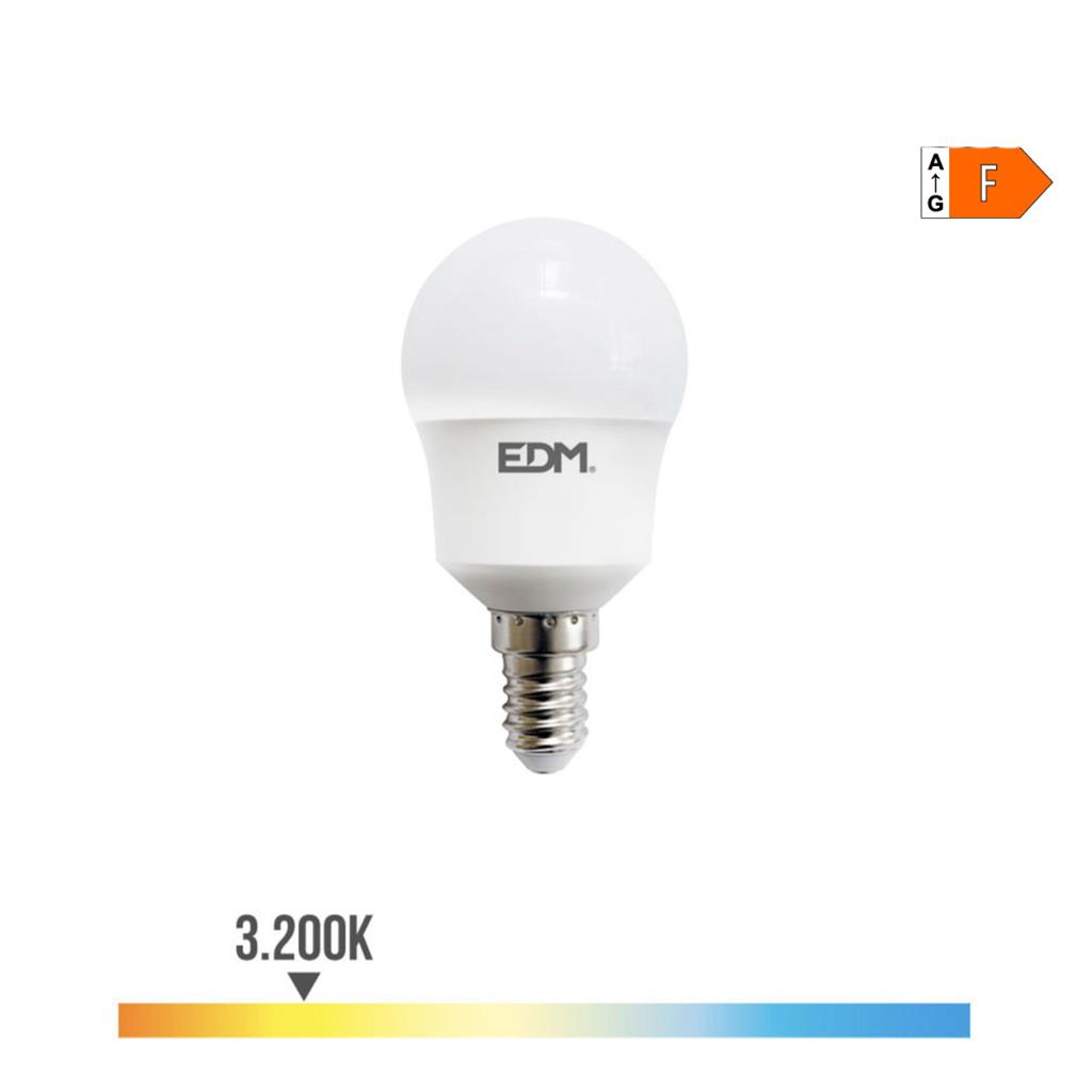 BOMBILLA ESFERICA LED E14  8,5W LUZ CALIDA (98723)