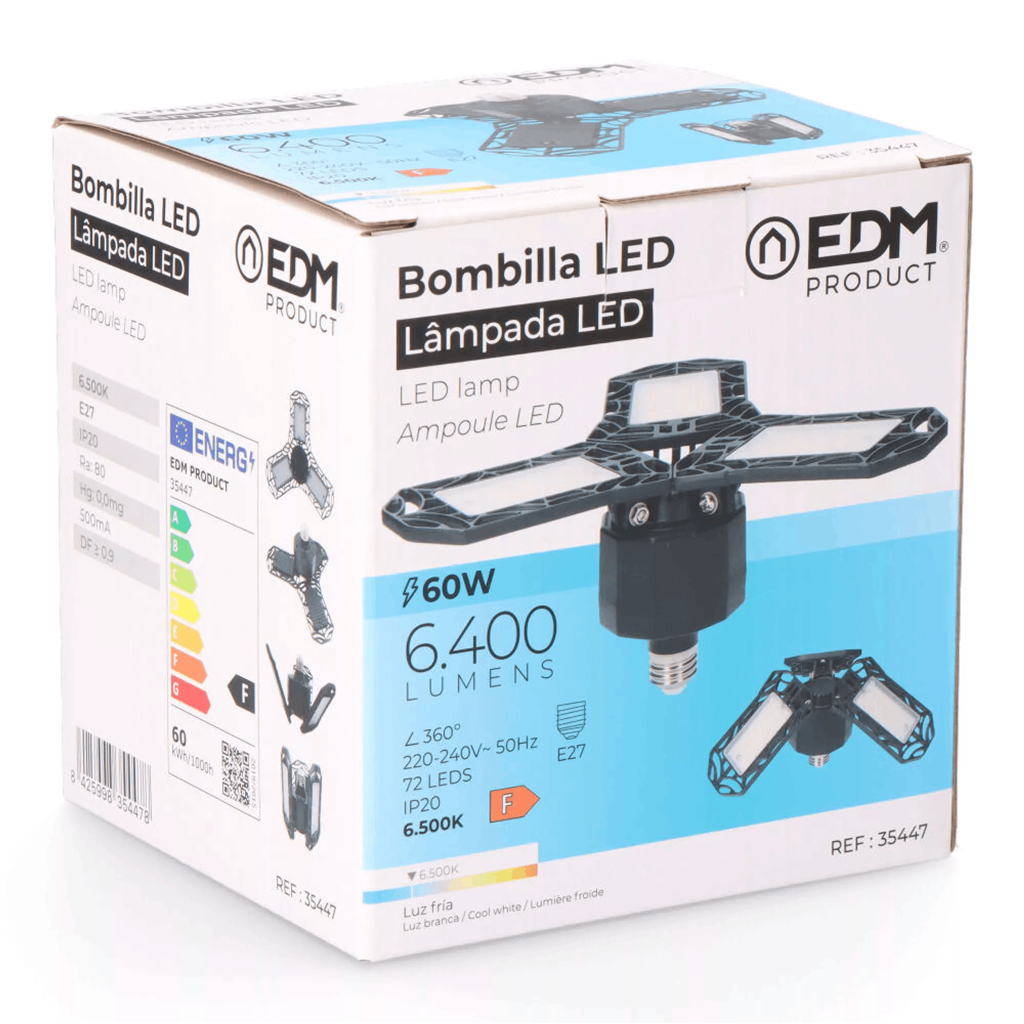 BOMBILLA "LEAF" LED E27 60W 6400Lm LUZ FRIA(35447)