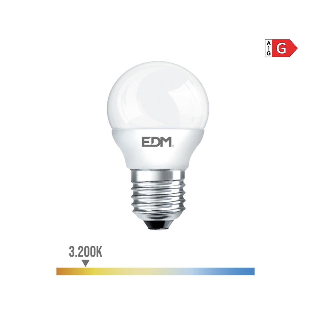 BOMBILLA ESFERICA LED E27 5W LUZ CALIDA (98321)