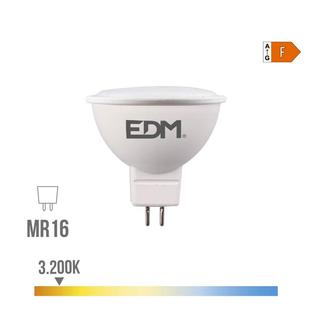 BOMBILLA DICROICA LED MR16 8W LUZ CALIDA (98007)