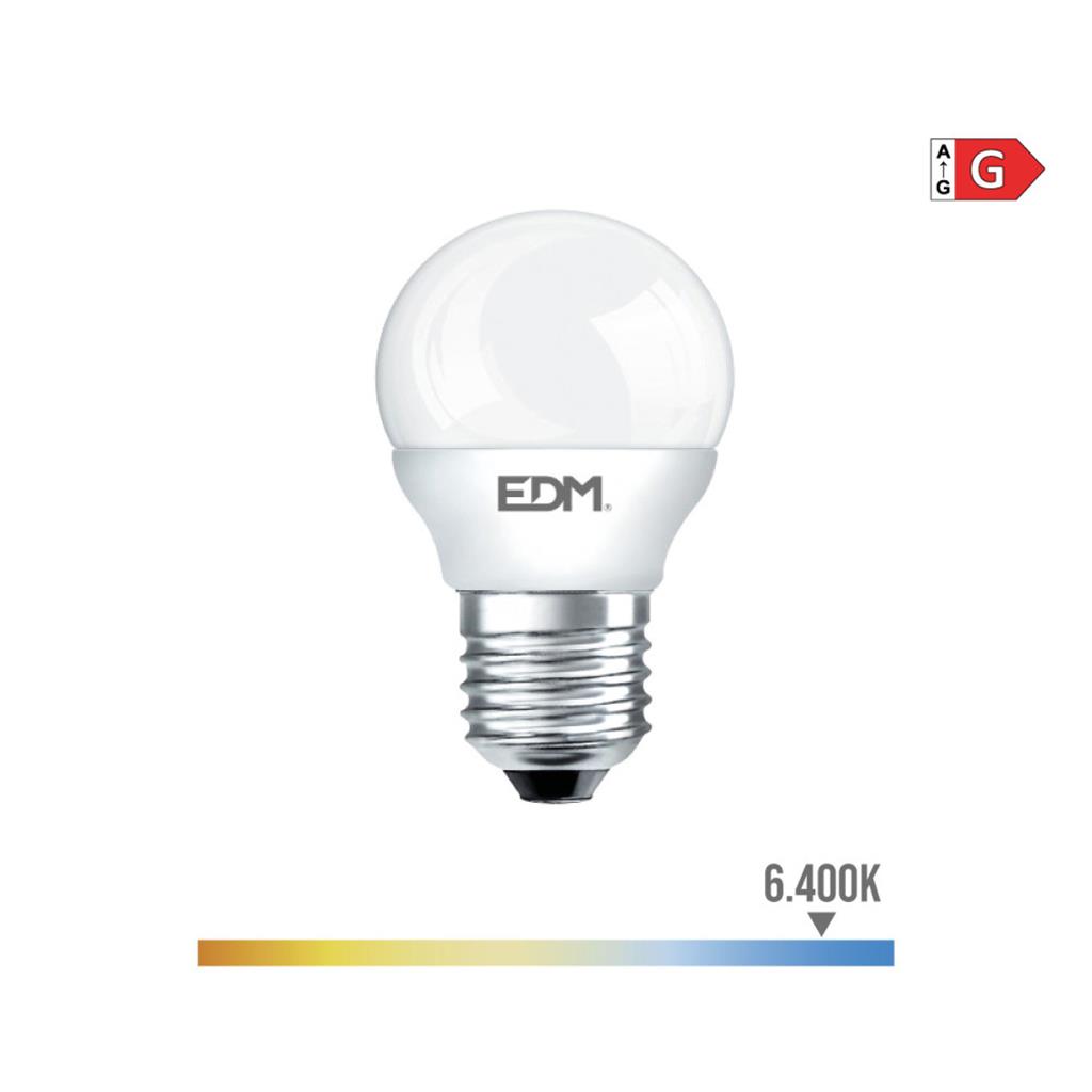 BOMBILLA ESFERICA LED E27 5W LUZ FRIA (98320)