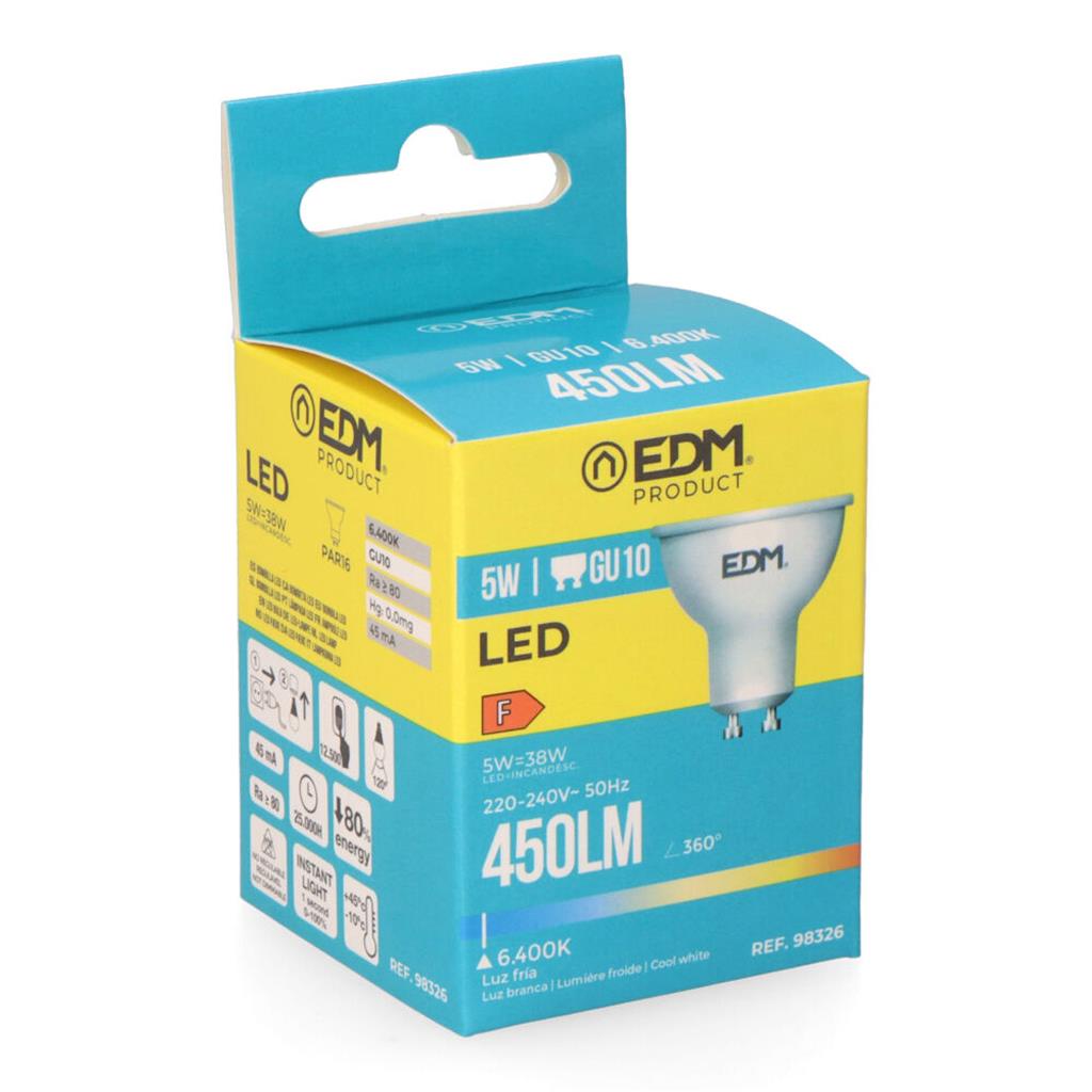 BOMBILLA DICROICA LED GU10 5W LUZ FRIA (98326)