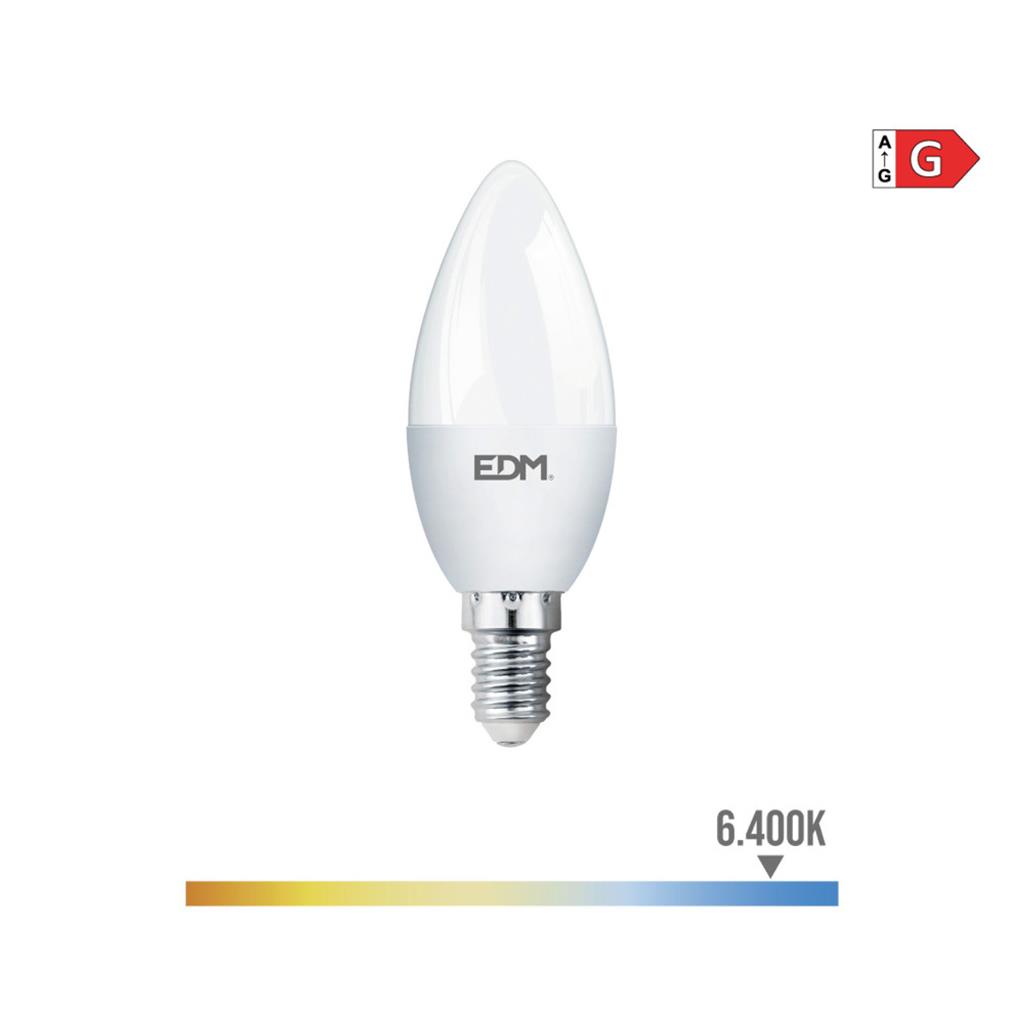 BOMBILLA VELA LED E14 5W LUZ FRIA (98328)