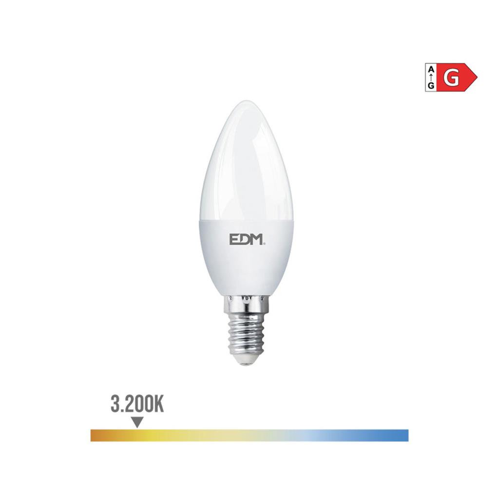 BOMBILLA VELA LED E14 5W LUZ CALIDA (98329)