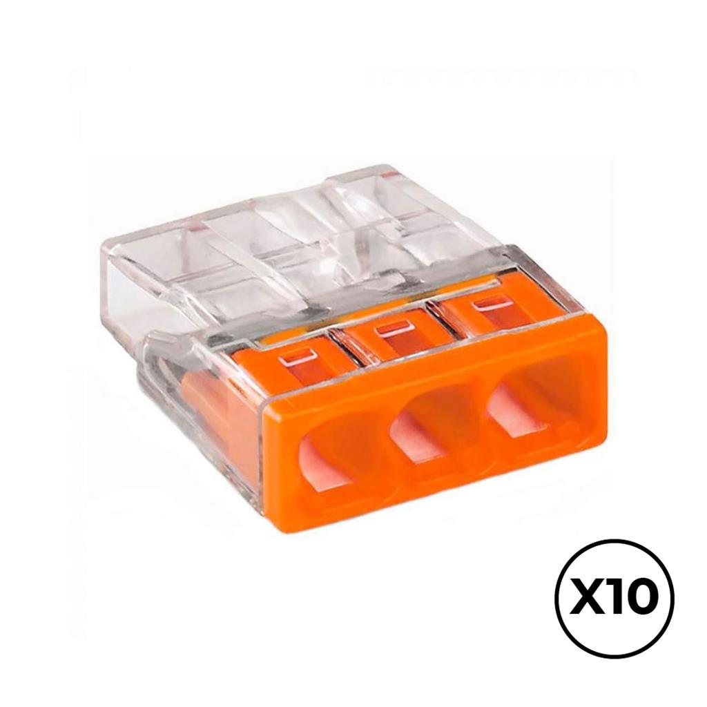 CONECTOR RAP. 3 VIAS RIGIDO NARANJA(10UD) (E63141)