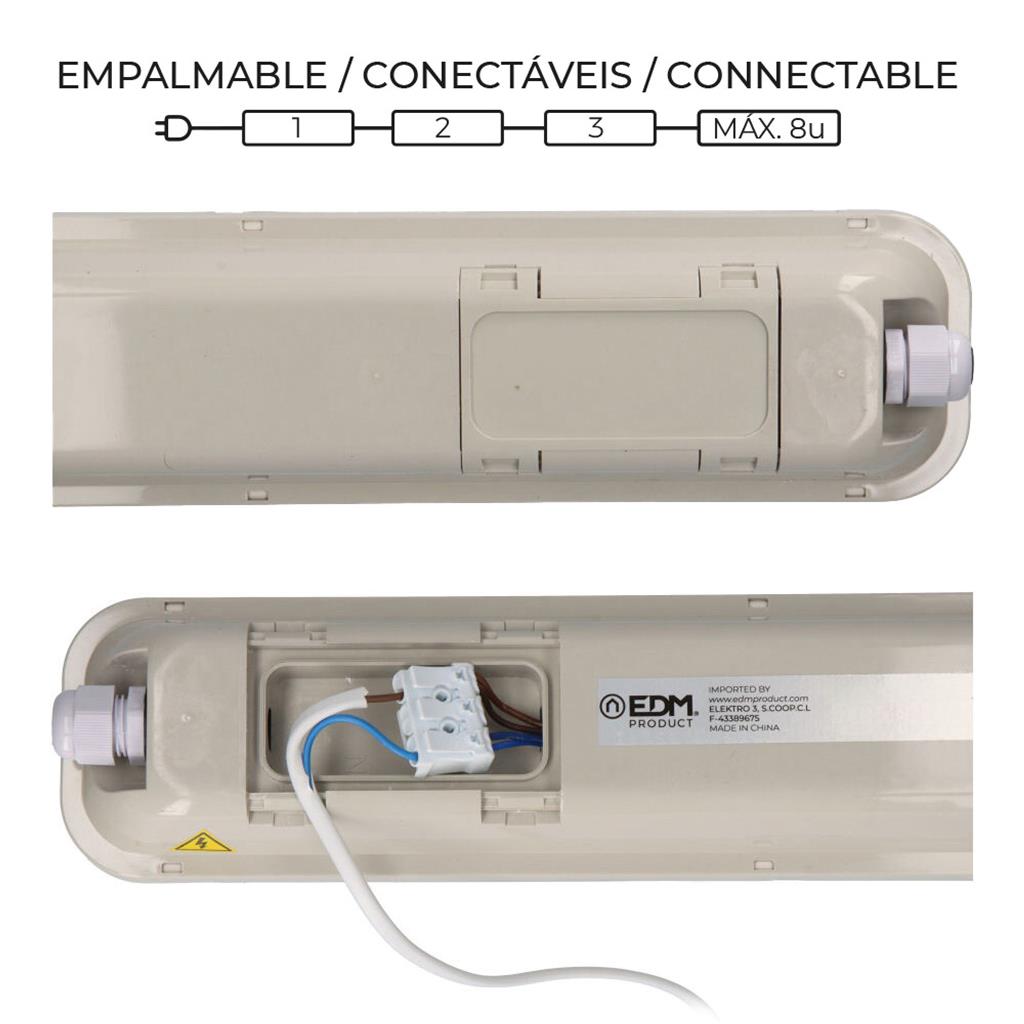 REGLETA ESTANCA LED 48W 6500K LUZ FRIA 148CM(31412