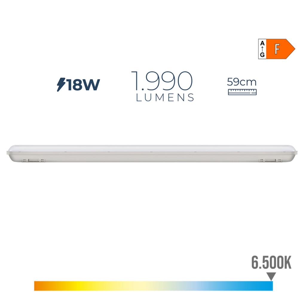 REGLETA ESTANCA LED 18W 6500K LUZ FRIA 59CM(31410)