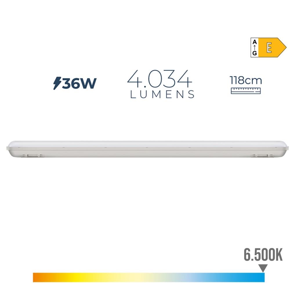REGLETA ESTANCA LED 36W 6500K LUZ FRIA 118CM(31411