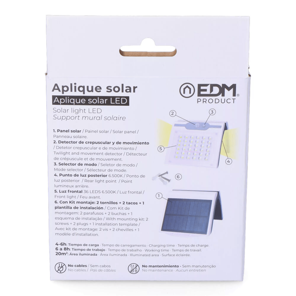 APLIQUE SOLAR 2W 220LM C/ SENSOR BLANCO (31846)