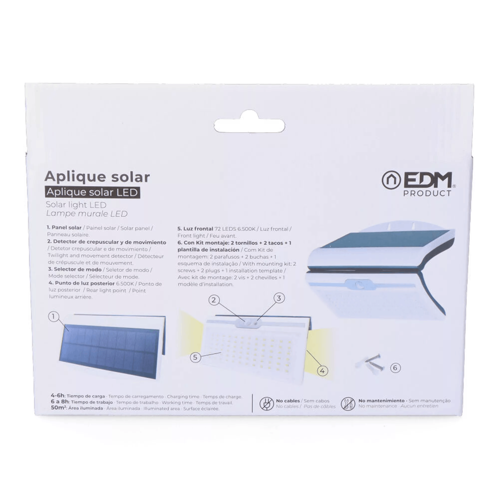 APLIQUE SOLAR 6W 430LM C/SENSOR  BLANCO (31848)