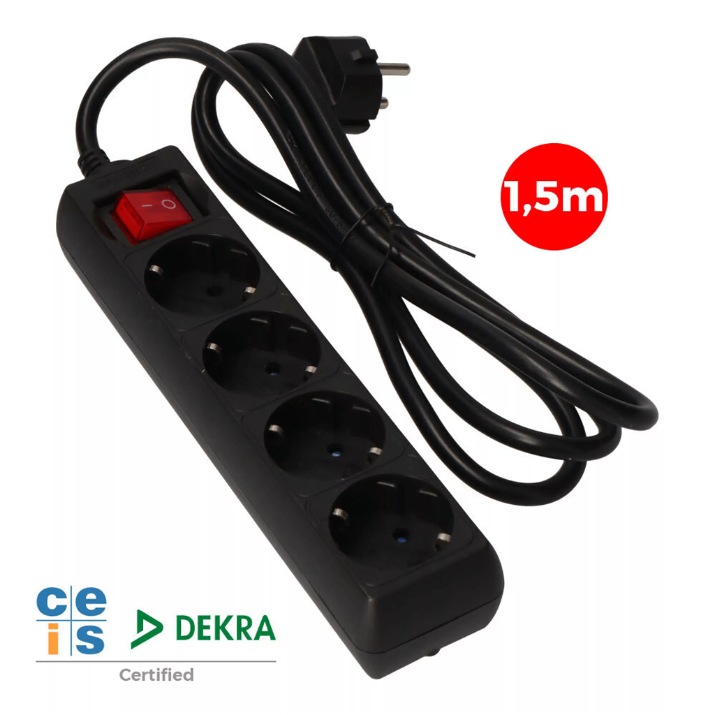 BASE MULTI. 4T CABLE 1,5M 3X1,5MM+I. NEGRO (41013)