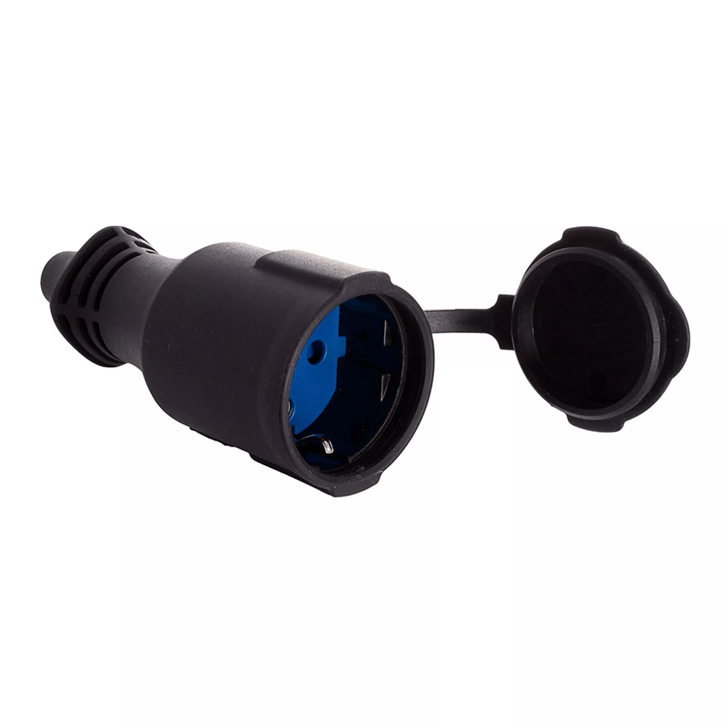 BASE AEREA CAUCHO C/TAPA 16A250V IP44 NEGRA(42016)