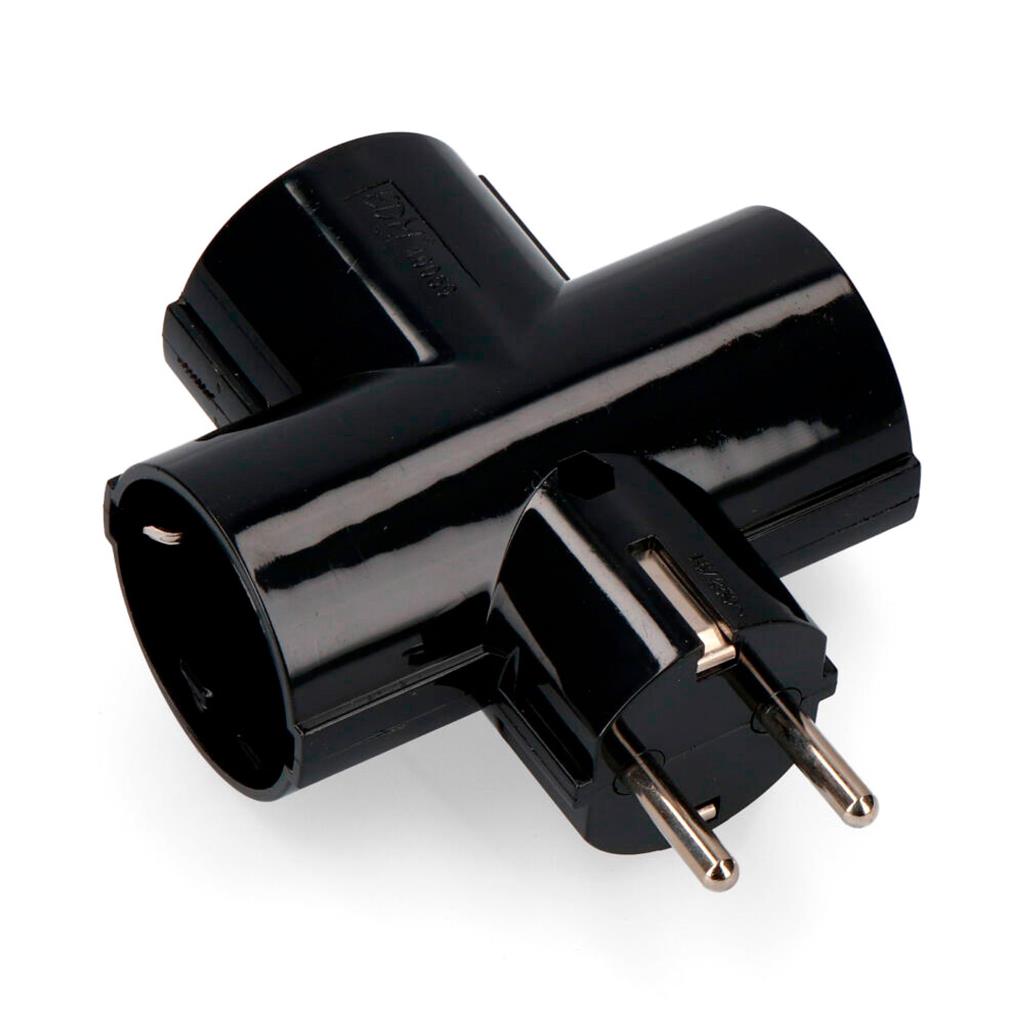 CLAVIJA 2P+T TIPO F TRIPLE 16A 250V NEGRA (40059)