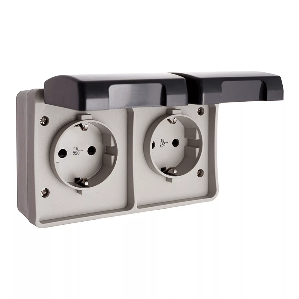 BASE FIJA ESTANCA DOBLE 2P+T 16A 250V IP44(R64035)