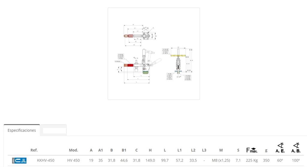 BRIDA BRAZO VERTICAL KKHV 450