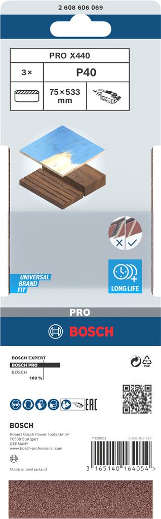 BOSCH 2.608.606.069 LIJA BANDA 75X533MM G40 (3UDS)