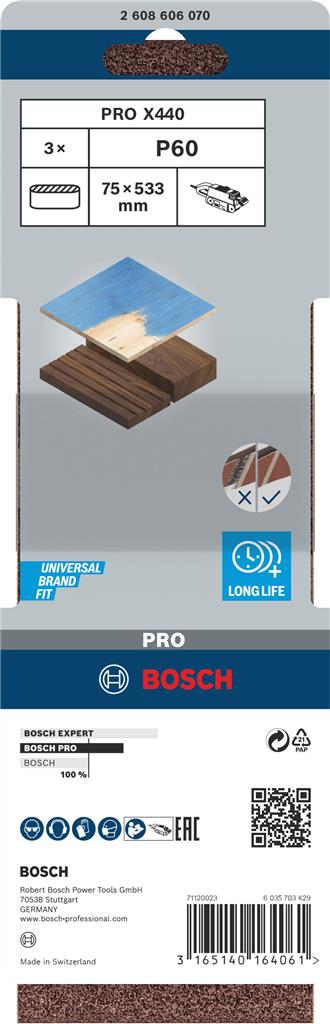 BOSCH 2.608.606.070 LIJA BANDA 75X533MM G60 (3UDS)