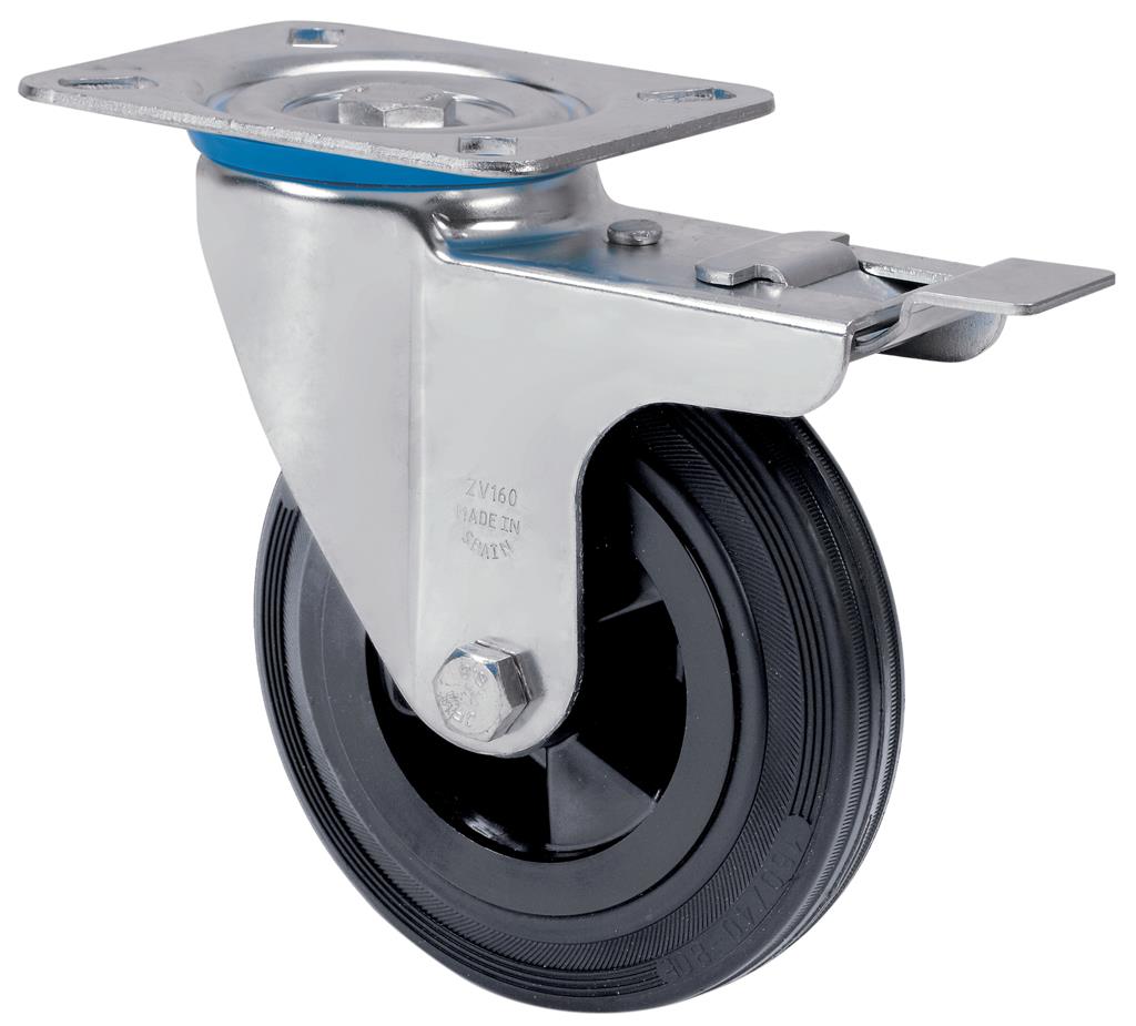 RUEDA ALEX 2-1153 Ø125MM GIRAT. FRENO 125KG GOMA