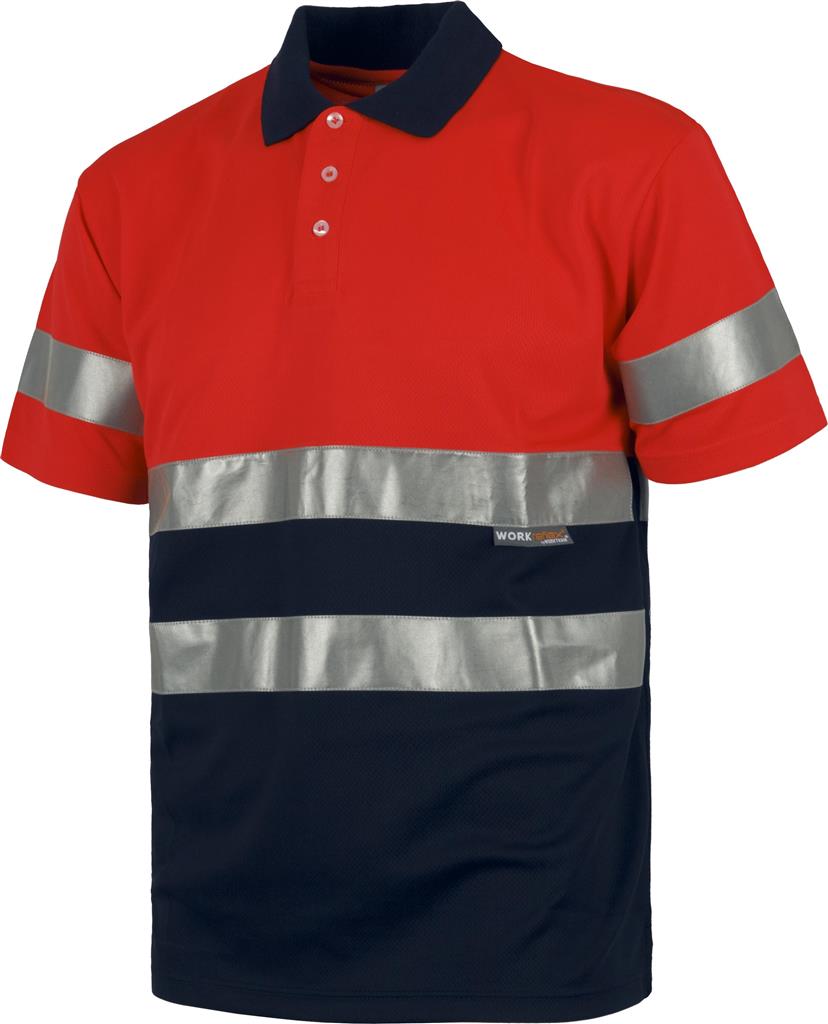 POLO A.V. M/CORTA C3867 MARINO/ROJO REFLEC. T-XXL