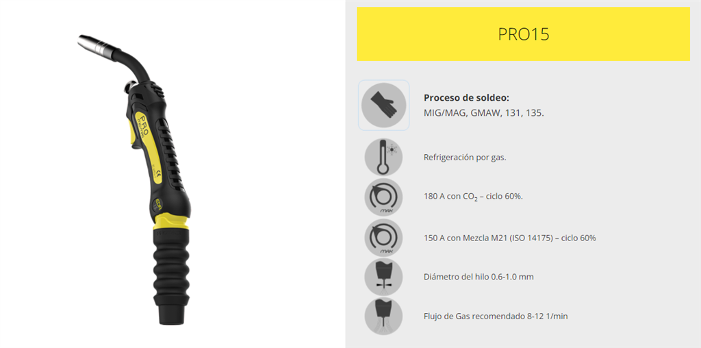ANTORCHA SOLDADURA MIG EDR PRO 15 4MT 