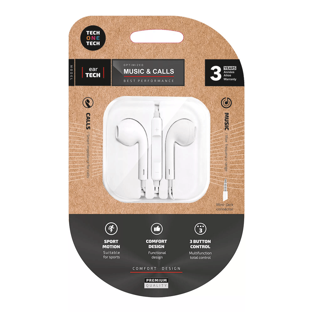 AURICULARES EARTECH BLANCOS CA. 1,2M JACK (TEC1001