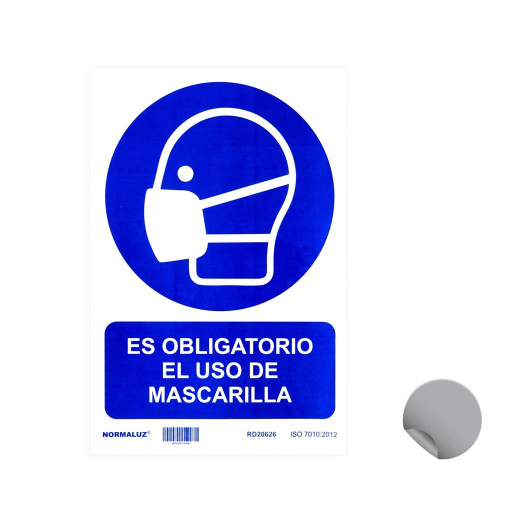 SEÑAL ADHES. OBLIG. USO MASCARILLA 20X30CM RD20626