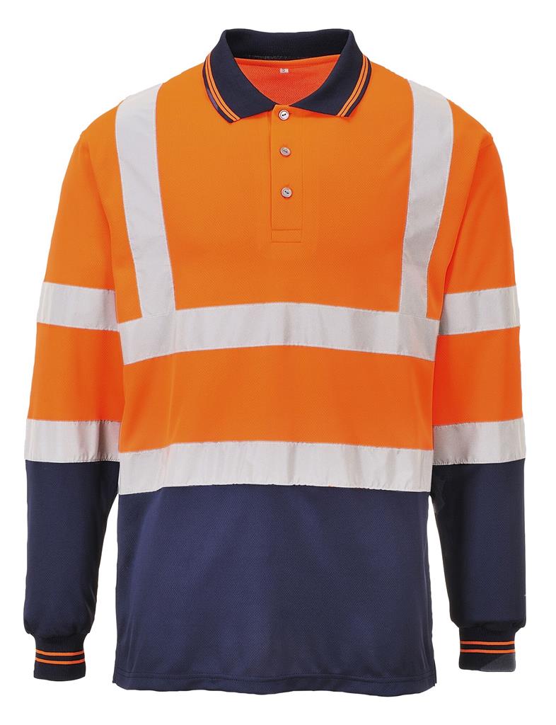 POLO A.V. M/LARGA S279 NARANJA/AZ. MARINO T-XL POR