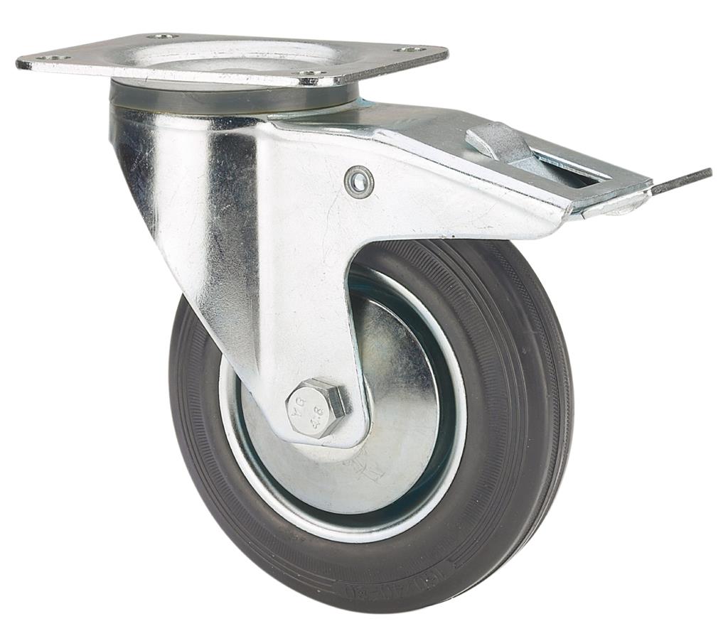 RUEDA ALEX TW0034 Ø80MM GIRAT. FRENO 70KG GOMA GRI
