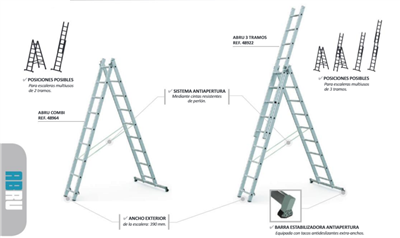 ESCALERA ZARGES ABRU 3 TRAMOS 3X9 PELDAÑOS (48922)