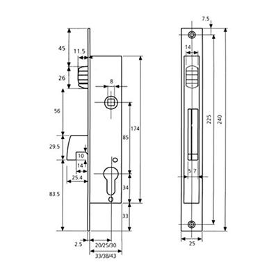 CERRAJA TESA EMBUTIR 2246/20MM/3AI
