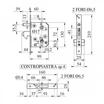 CERRAJA EMBUTIR PICO LORO DE 60MM C/BOMBILLO 59060