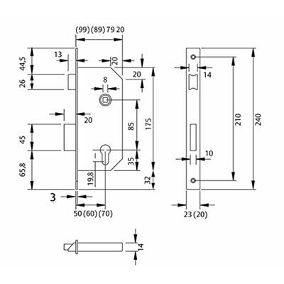 CERRAJA TESA EMBUTIR 2030 HN 70MM