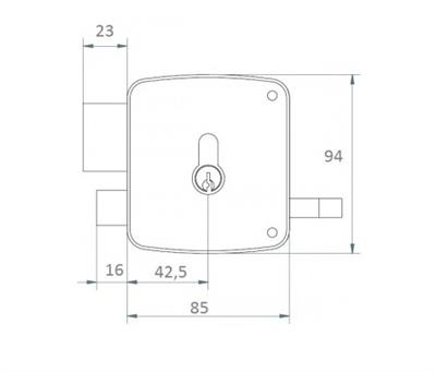 CERRAJA MCM SOBREPONER 2525 PERA- 80MM IZDA.