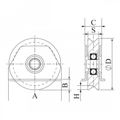 POLEA 30X80MM ANGULAR C/SOPORTE (25080)