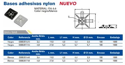 BASE ADHESIVA BRIDAS 4,8 (PQTE)