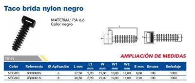 TACO PARA BRIDA NYLON NEGRO Ø8MM (0300001N)