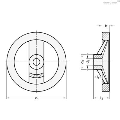 EG VOLANTE ALUMINIO Ø125 GN 322-125-B12-A
