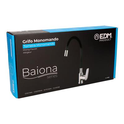 GRIFO COCINA MONOMANDO FLEXIBLE BAIONA NEGRO(01155