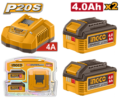 INGCO KIT 20V CARGADOR + 2 BAT. 4AH (FBCPK2013E)